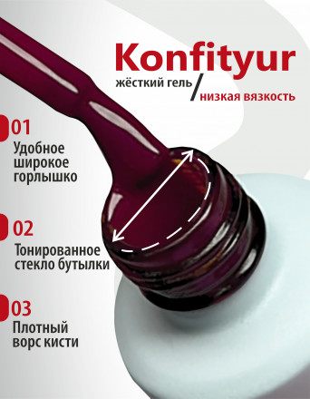 BSG   KONFITYUR во флаконе   #030   НИЗКАЯ ВЯЗКОСТЬ   20мл   Гель для моделирования средне-жидкий с шиммером