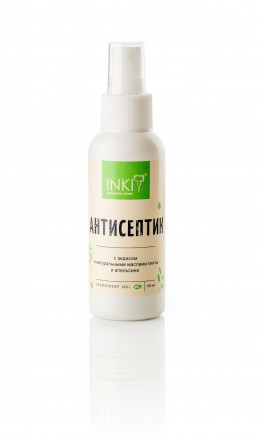 INKI   Антисептик   С ЭКДИСОМ И НАТУРАЛЬНЫМИ МАСЛАМИ ПИХТЫ И АПЕЛЬСИНА   100мл   (Честный знак)   [Экоманикюр]